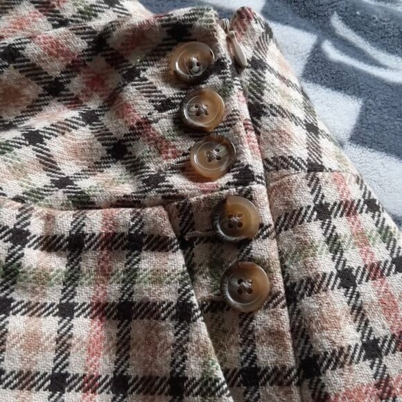 Ann Taylor NWT Tan Green Brown Orange Plaid Pleat School Girl Skirt Size 8 - Picture 6 of 8